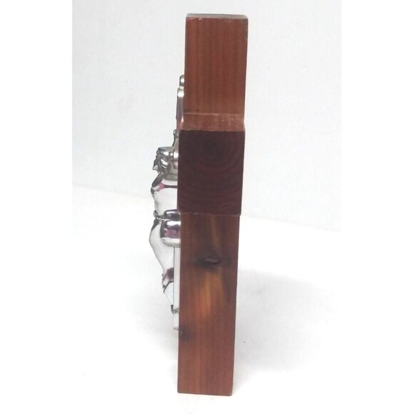 Handmade Wall Cross Wood w/silver Crucifix Home Wall Decor religious Catholic - Picture 9 of 10